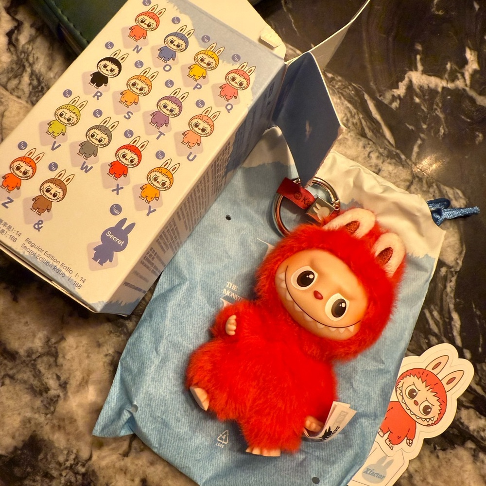 Labubu Pin For Love Letter X Red Monster Open Box